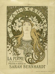 Sarah Bernhardt. La Plume, ca 1897. Creator: Mucha, Alfons Marie (1860-1939).