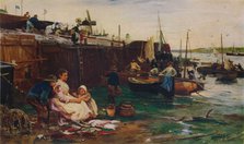 'Fisherfolk at St. Ives', 1893. Artist: John Robertson Reid.