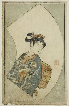 The Actor Onoe Matsusuke I, page from "A Picture Book of Stage Fans (Ehon butai ogi)", 1770. Creator: Ippitsusai Buncho.