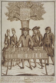 Book seller in Moorfields, on the site of the later Blomfield Street, City of London, 1750. Artist: Anon