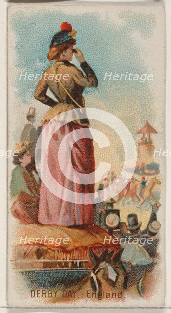 Derby Day, England, from the Holidays series (N80) for Duke brand cigarettes, 1890., 1890. Creator: George S. Harris & Sons.