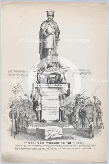 Copperheads Worshipping Their Idol, ca. 1864., ca. 1864. Creator: Anon.