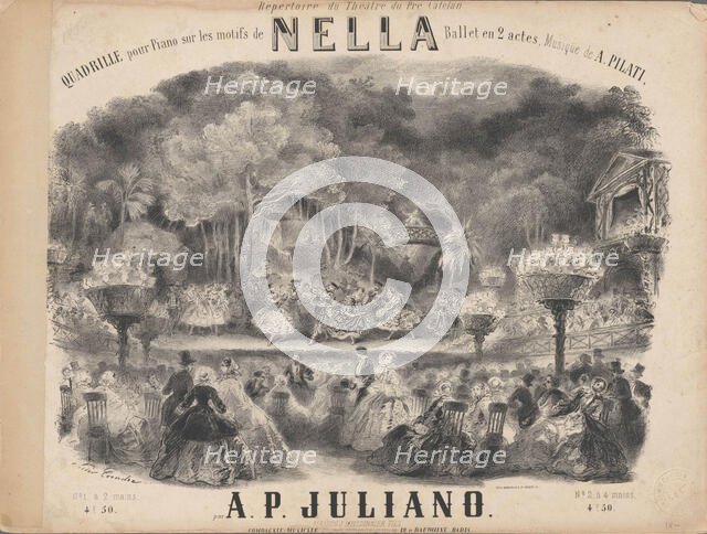 Cover of the score of the ballet Nella by Auguste Pilati, 1857. Creator: Coindre, Victor (1816-1896).