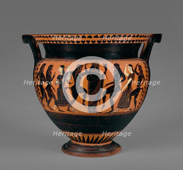 Attic Black-Figure Column Krater, about 520 BC. Creator: Painter of Munich 1736.