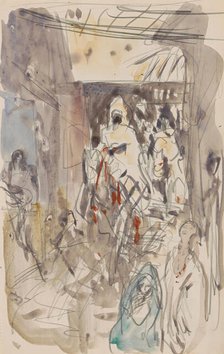 Street with figures and riders, 1923. Creator: Marius Bauer.
