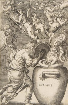 Epimetheus opening Pandora's box, 1531-76. Creator: Giulio Bonasone.