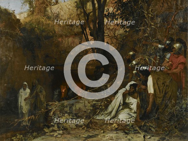 Christian persecutors at the entrance to the catacombs, 1874. Artist: Siemiradzki, Henryk (1843-1902)