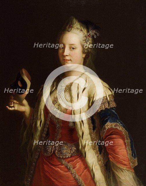 Portrait of Empress Maria Theresia of Austria (1717-1780) with mask à la Turque, before 1750. Artist: Meytens, Martin van, the Younger (1695-1770)