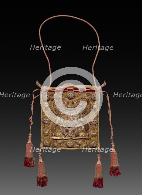 Lord Chancellor's Burse (Purse) with Royal Cypher and Coat of Arms of George III, 1700s. Creator: Unknown.