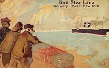 Fisherman and sailors watching a Red Star ocean liner, c1900. Creator: Unknown.