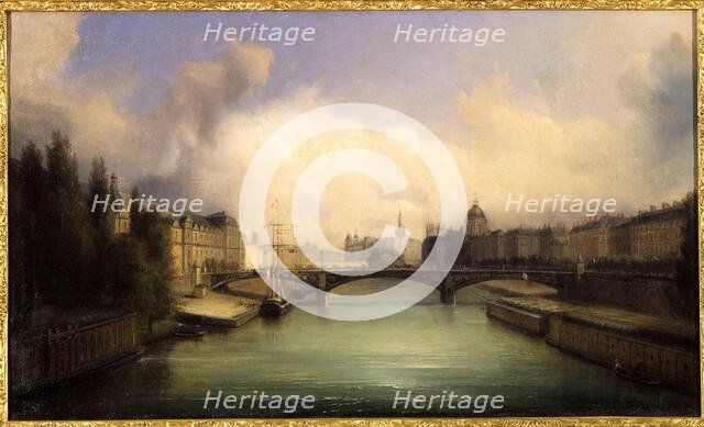 The Seine and Ile de la Cite, seen from Pont Royal, 1855. Creator: Francois-Edme Ricois.