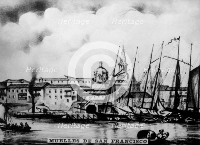 Docks of San Francisco, (19th century), 1920s. Artist: Unknown