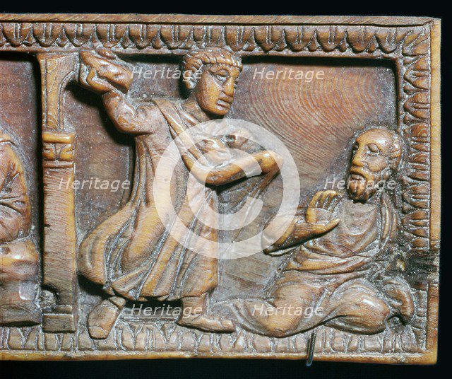 Ivory panel showing the stoning of St Paul, 4th century. Artist: Unknown