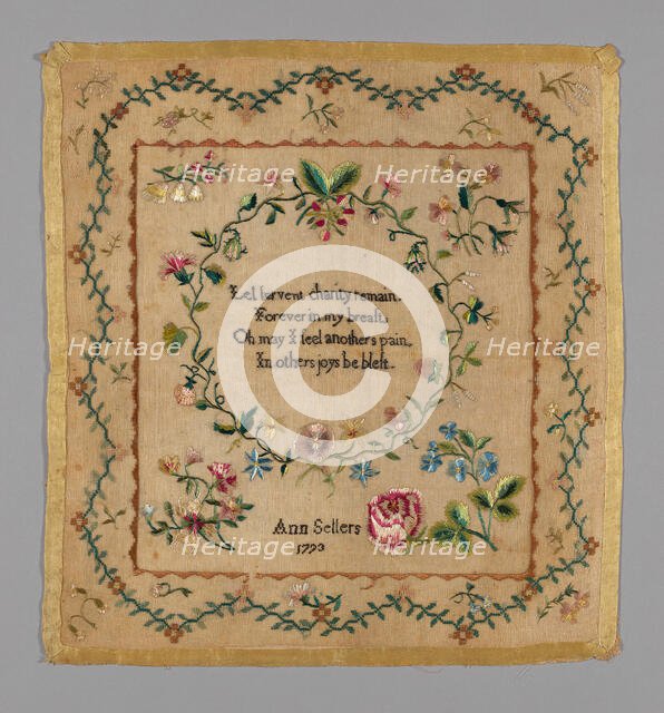 Sampler, Pennsylvania, 1793. Creator: Ann Sellers.