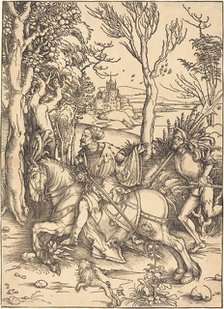 The Knight on Horseback and the Lansquenet, c. 1496/1497. Creator: Albrecht Durer.