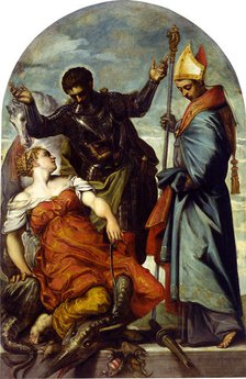 Saint Louis of Toulouse and Saint George, 1552. Creator: Tintoretto, Jacopo (1518-1594).