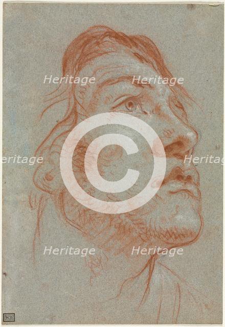 The Head of a Young Man Looking Upwards to the Right, before 1752. Creator: Giovanni Battista Tiepolo (Italian, 1696-1770).