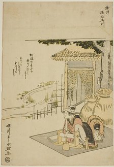 The Cloth-fulling Jewel River in Settsu Province (Settsu Toi no Tamagawa), from an..., c. 1785. Creator: Rekisentei Eiri.