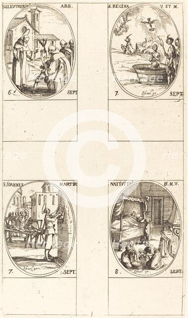 St. Eleutherius, Abbot; St. Regina; St. John; The Nativity of the Virgin. Creator: Jacques Callot.