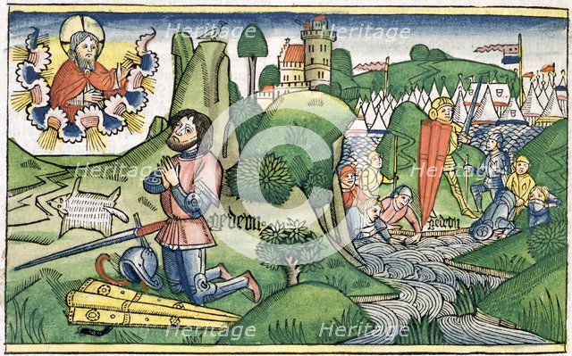 Judges 6:36: Gideon puts out the fleece. Artist: Unknown