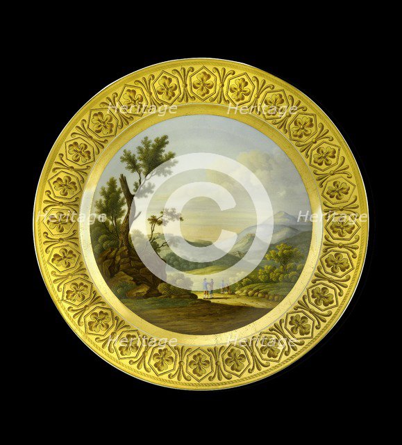 Dessert plate depicting the Battlefield of Bussaco, Portugal, 1810s. Artist: AJ Photographics.