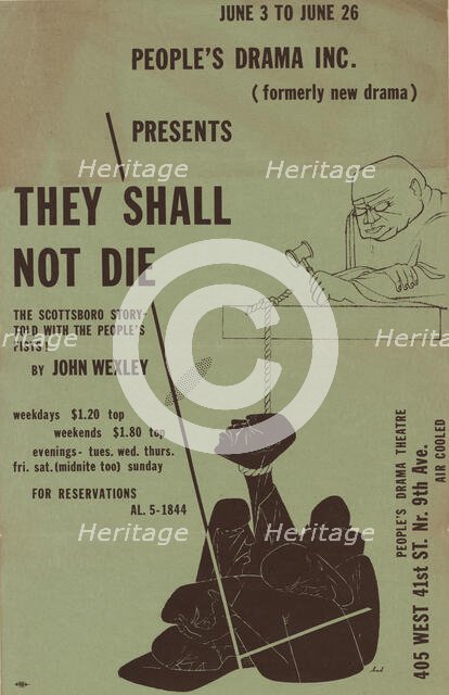 Poster for the stage production They Shall Not Die, c1949. Creator: Amalgamated Lithographers of America.