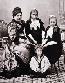 Alfonso XIII, King of Spain. (1886-1941) the King when was a child with his ??sisters, his great-…