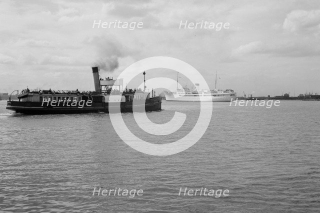 Vessels on the River Thames at Gravesend, Kent, c1945-c1965. Artist: SW Rawlings