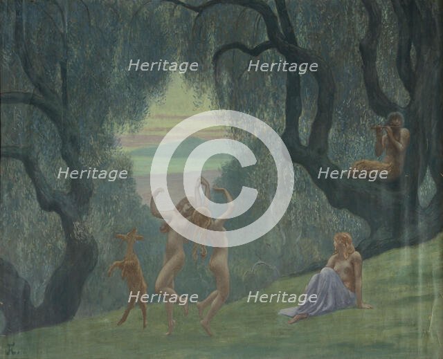 Nymphs dancing, c.1910. Creator: Jean Francis Auburtin.