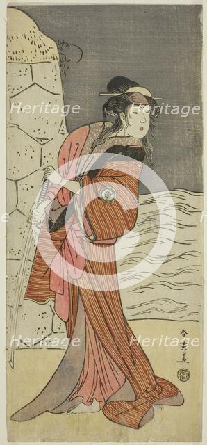 The Actor Iwai Hanshiro IV as Yaegushi no Oroku (?) in the Play Keisei Kogane no..., c1792. Creator: Katsukawa Shun'ei.