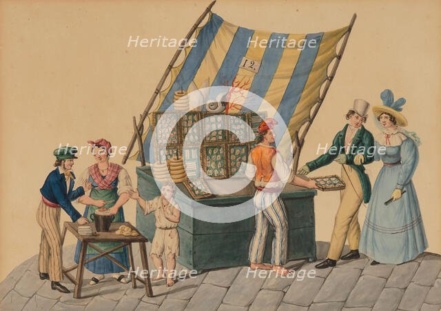 Street vendors in Naples: Frutti di Mare, c 1830. Creator: Anonymous.