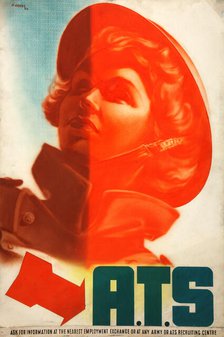 ATS (girl's helmeted head), between 1939 and 1946. Creators: Central Office of Information, Abram Games.