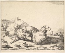 Sheep, from a set of 16 plates, 1664. Creator: Marcus de Bye.