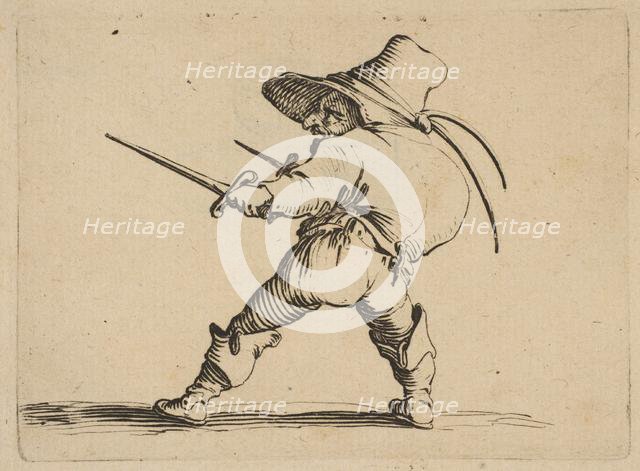 Le Duelliste a L'Épée et au Poignard (The Duelist with a Sword and Daggar), from Varie ..., 1616-22. Creator: Jacques Callot.