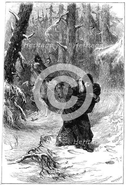 Mrs Rowlandson and the Indians, 1676 (c1880). Artist: Unknown