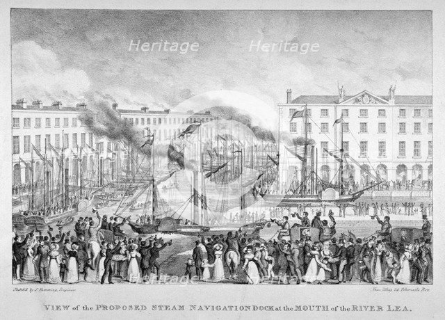 East India Dock, Poplar, London, c1835. Artist: Vear