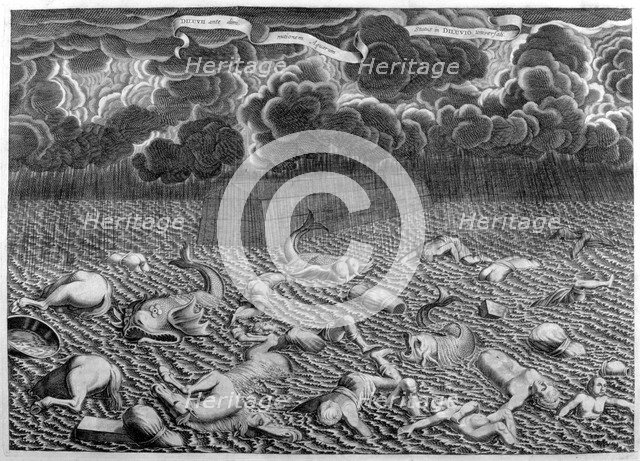 Scene of the Deluge, 1675. Artist: Athanasius Kircher