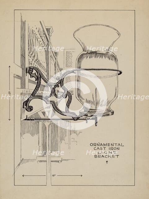 Cast Iron Lamp Bracket, c. 1936. Creator: Thomas Byrne.