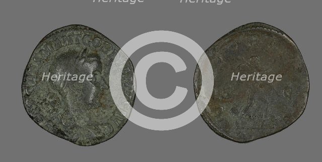 Sestertius (Coin) Portraying Emperor Gordianus, 238-244. Creator: Unknown.