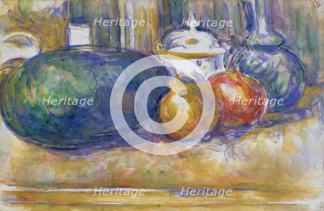 Still-Life with a Watermelon and Pomegranates, 1900-1906. Creator: Paul Cezanne.