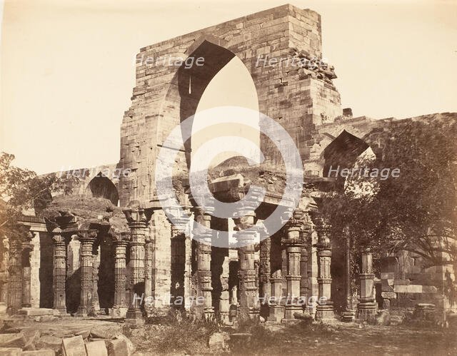 Hindoo Pillars and Mahomedan Arch at the Qutub Minar, Delhi, 1858-61. Creator: Unknown.