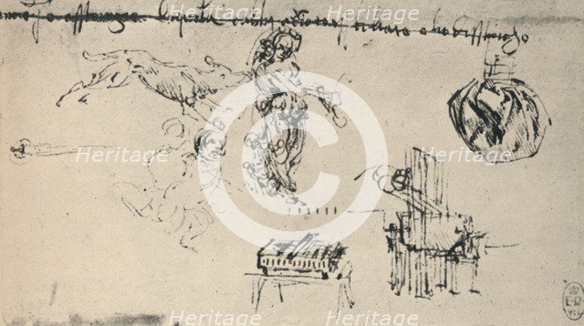 'Sheet of Studies with a Young Woman, A Wolf, Etc.', c1480 (1945). Artist: Leonardo da Vinci.