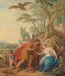 Jupiter, Disguised as a Shepherd, Seducing Mnemosyne, the Goddess of Memory, 1727. Creator: Jacob de Wit.