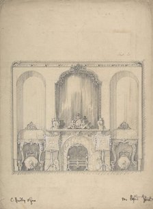 Design for a Wall with a Fireplace and Side Tables, 1841-84. Creator: Charles Hindley & Sons.