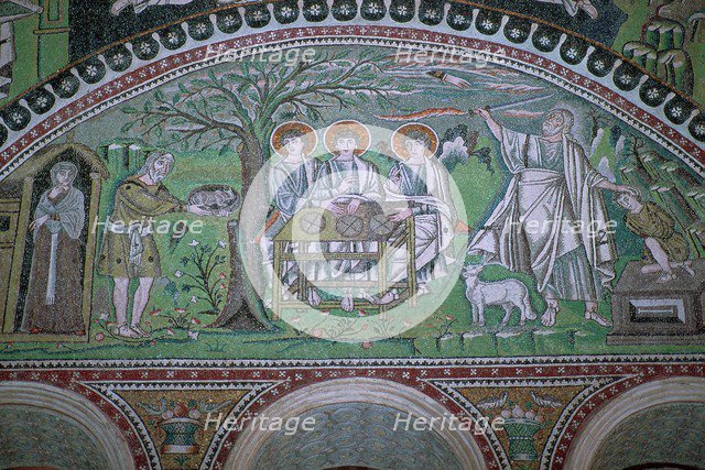 Mosaic of Abraham and three angels at the sacrifice of Isaac, 6th century. Artist: Unknown