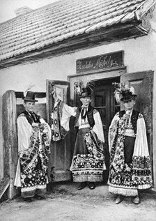 Young priests in costume in rural Hungary, 1926.Artist: AW Cutler