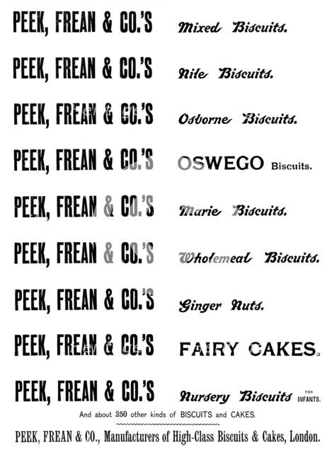 Advertisement for Peek, Frean & Co.'s Biscuits, 1895. Creator: Unknown.