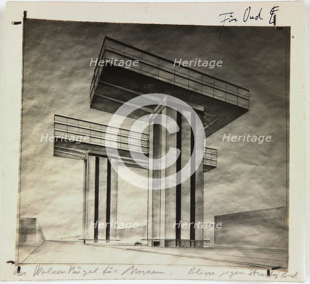 Skyscraper (Wolkenbügel) on Strastnoy Boulevard in Moscow, 1925. Artist: Lissitzky, El (1890-1941)