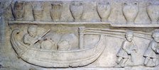 Roman relief of River Barge transporting barrels, c2nd century. Artist: Unknown.