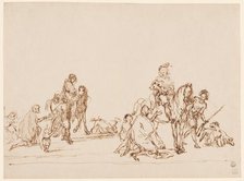 Hunters Giving Alms to Beggars, n.d. Creator: Carel van Falens.